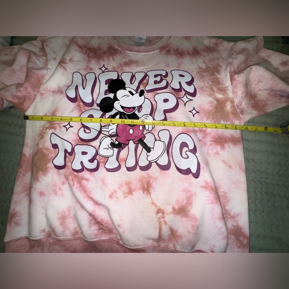 Pink Tie-Dye Mickey Mouse Never Stop Trying Sweatshirt. Sz. LG VGUC - Picture 3 of 8